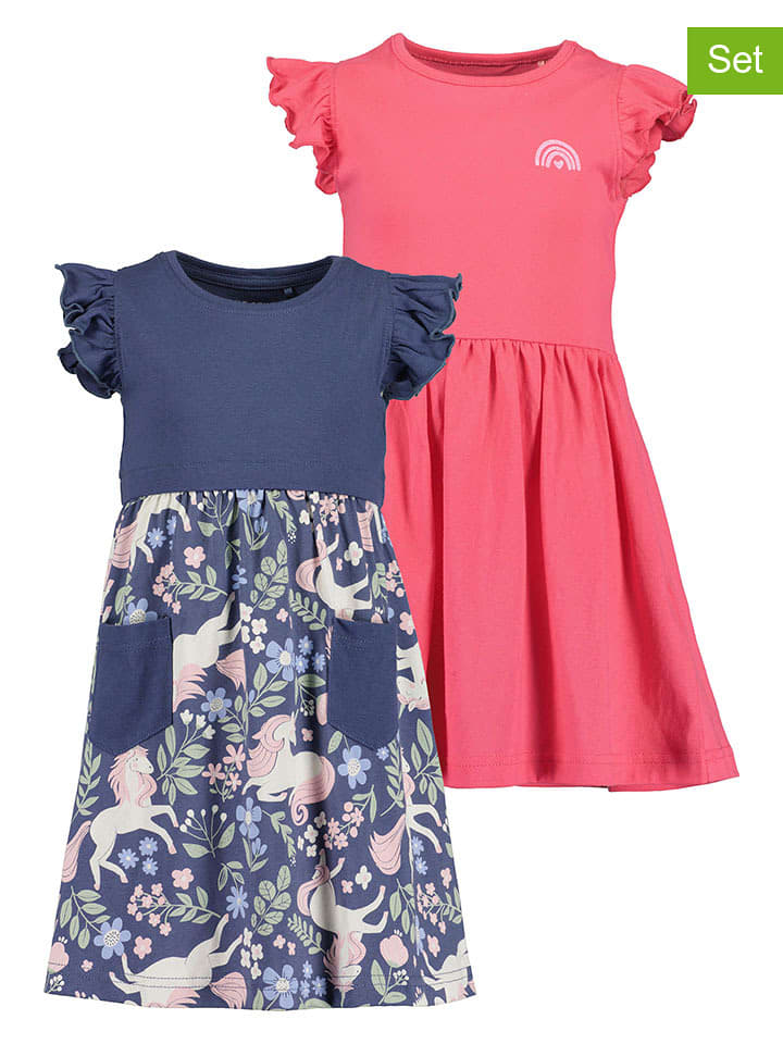 Blue Seven Sukienki (2 szt.) w kolorze jasnoróżowo-granatowo-różowym rozmiar: 98