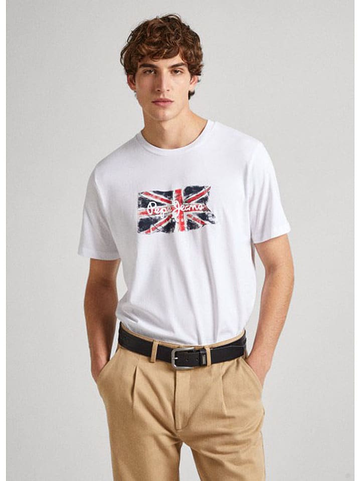 Pepe Jeans Koszulka "Clag" w kolorze białym rozmiar: L