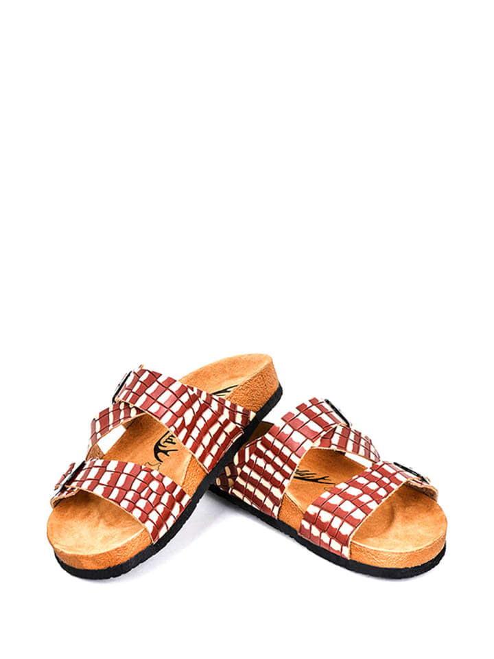 Moosefield Skórzane klapki w kolorze biało-czerwonym rozmiar: 40