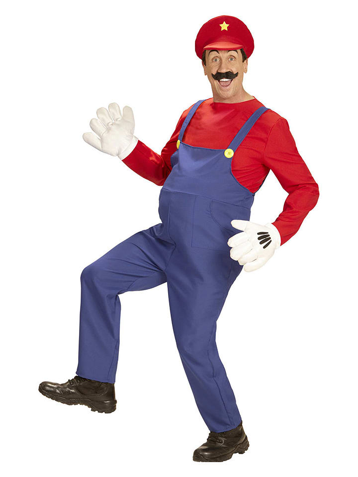 Carnival Party 3-częściowy kostium "Super Plumber" w kolorze czerwono-niebieskim rozmiar: XXL