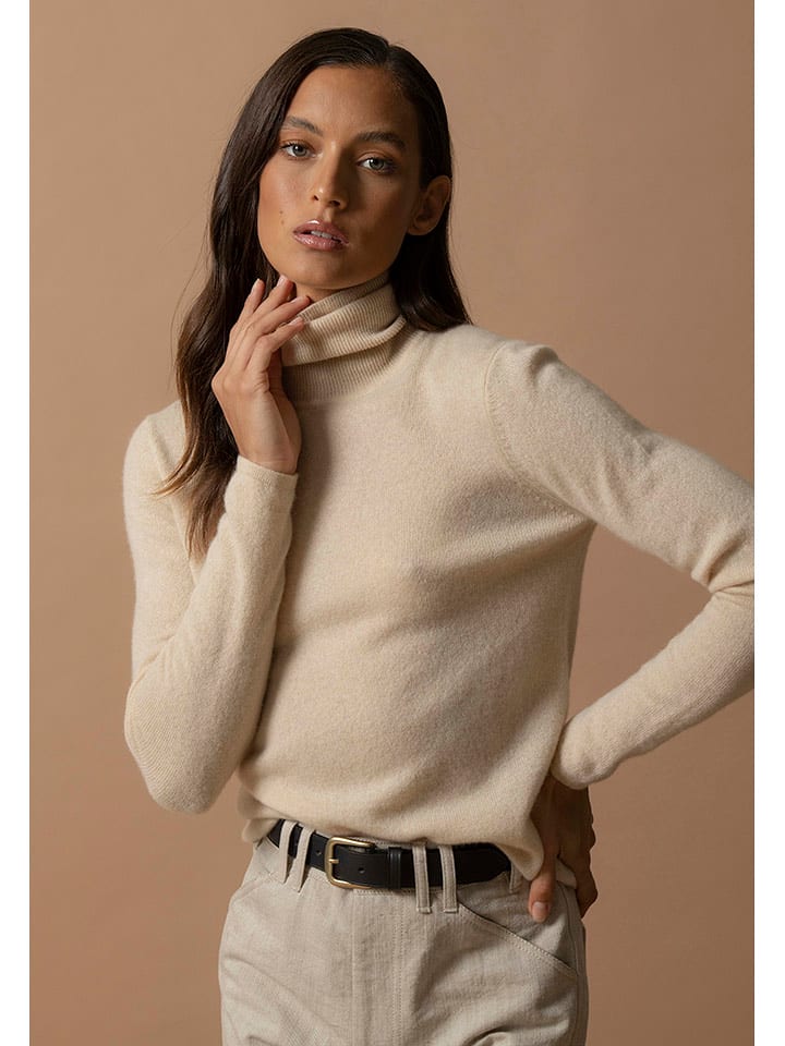 Perfect Cashmere Kaszmirowy golf "Ashley" w kolorze beżowym rozmiar: L