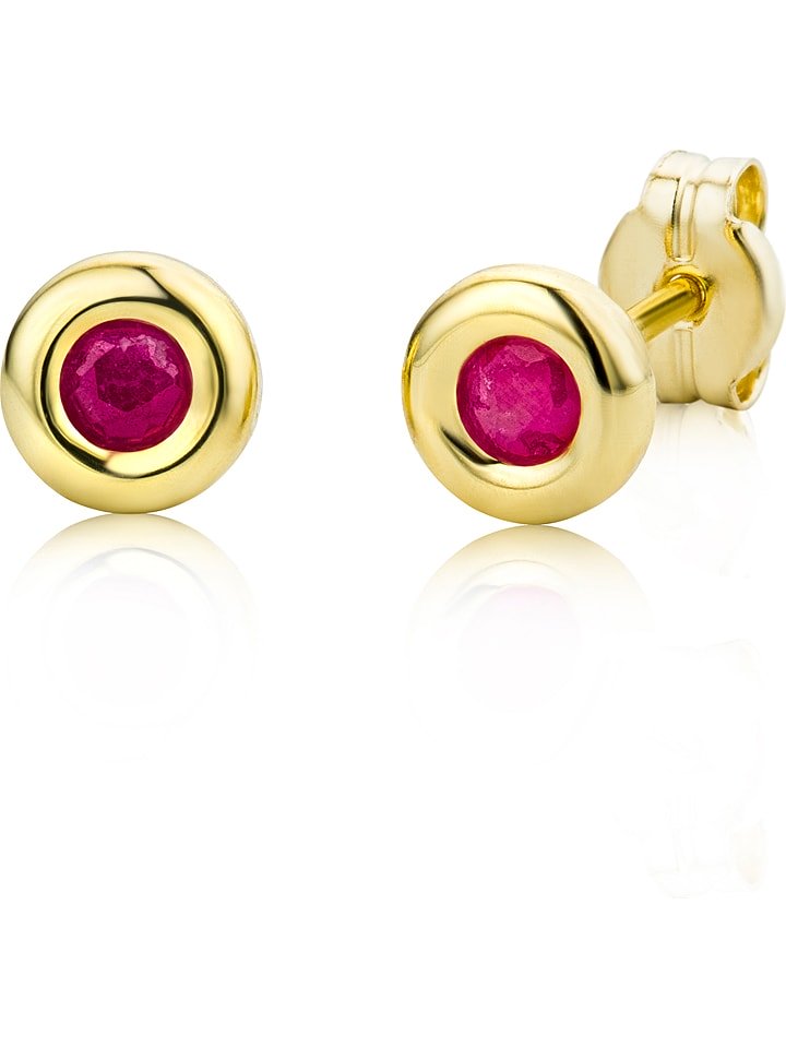 Revoni Złote kolczyki-wkrętki z rubinami rozmiar: onesize