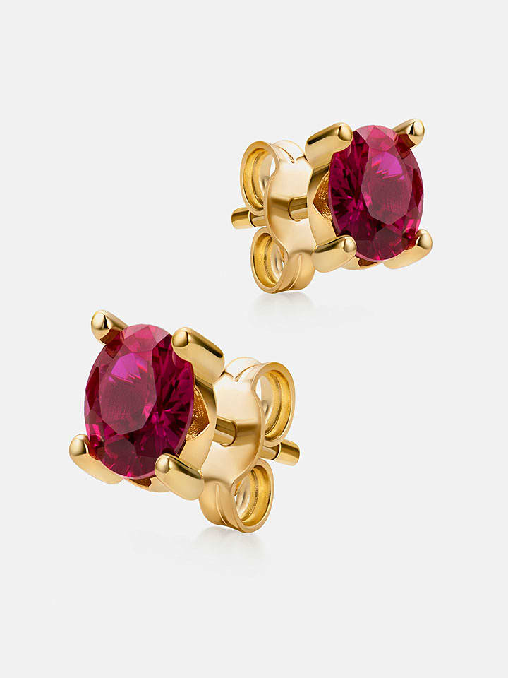 Revoni Złote kolczyki-wkrętki z rubinem rozmiar: onesize