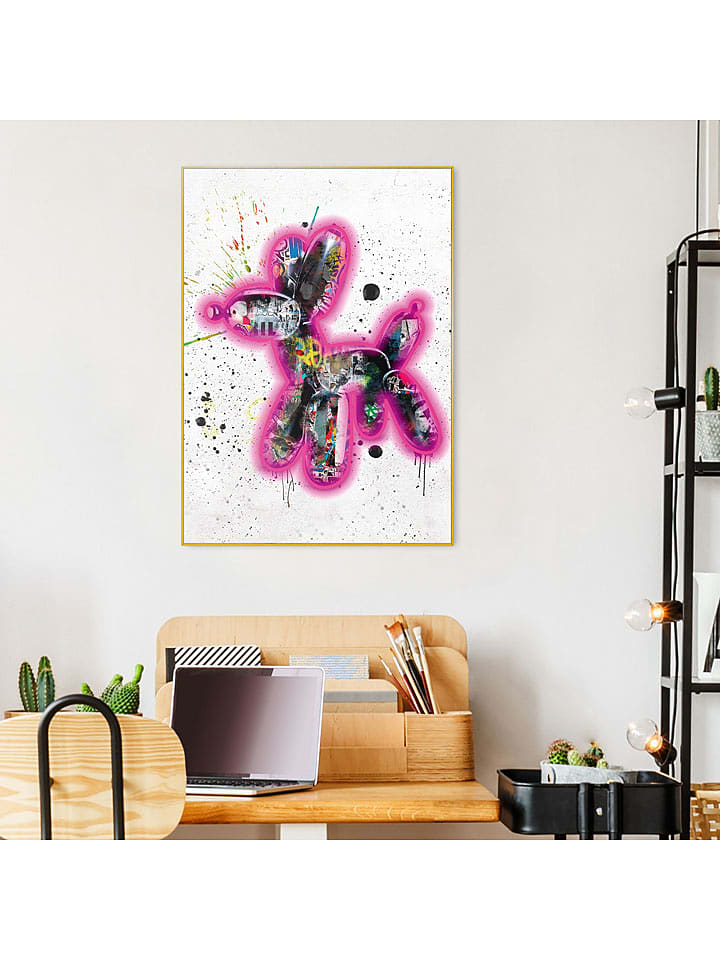 Orangewallz Druk artystyczny "Streetart Dog" w ramce rozmiar: 50x70 cm