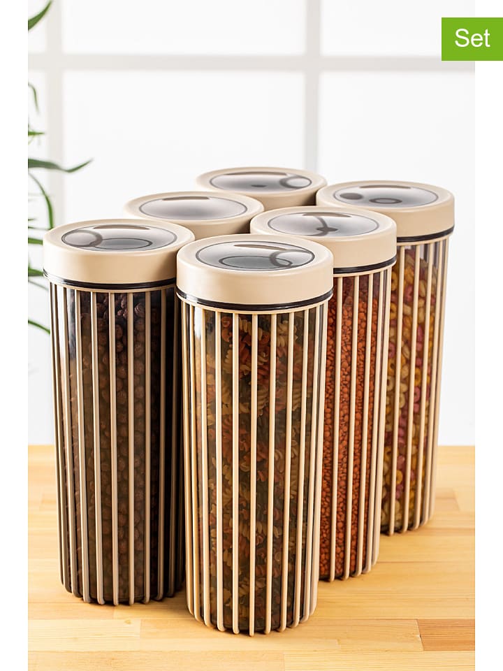 Violeta Home Pojemniki (6 szt.) w kolorze beżowym - 1,7 l rozmiar: onesize