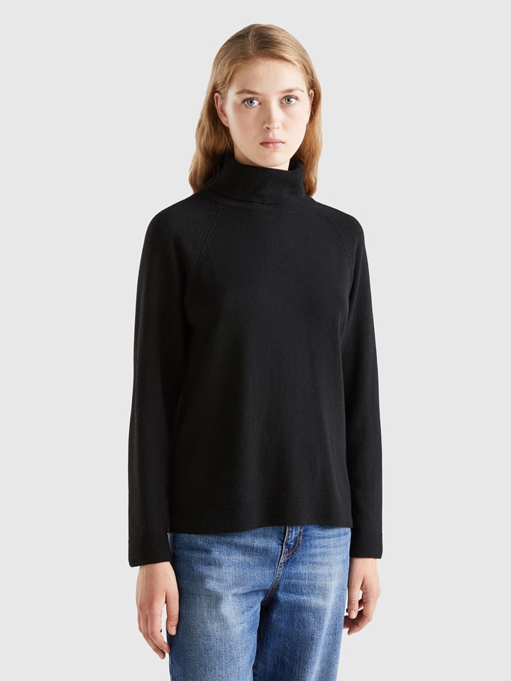 Benetton Wełniany golf w kolorze czarnym rozmiar: XS