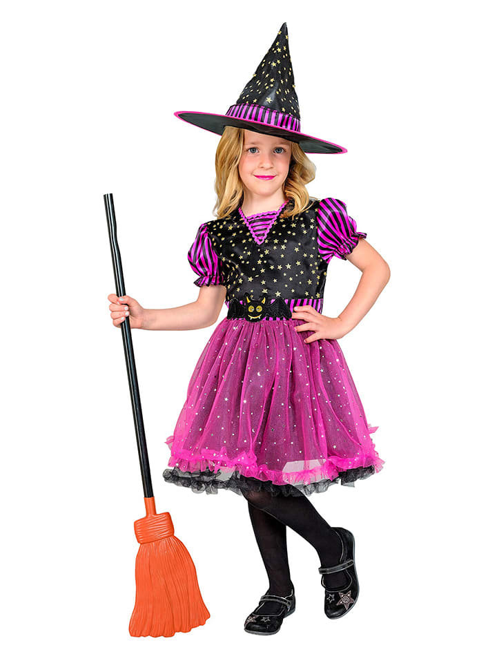 Carnival Party 2-częściowy kostium "Witch" w kolorze różowo-czarnym rozmiar: 140