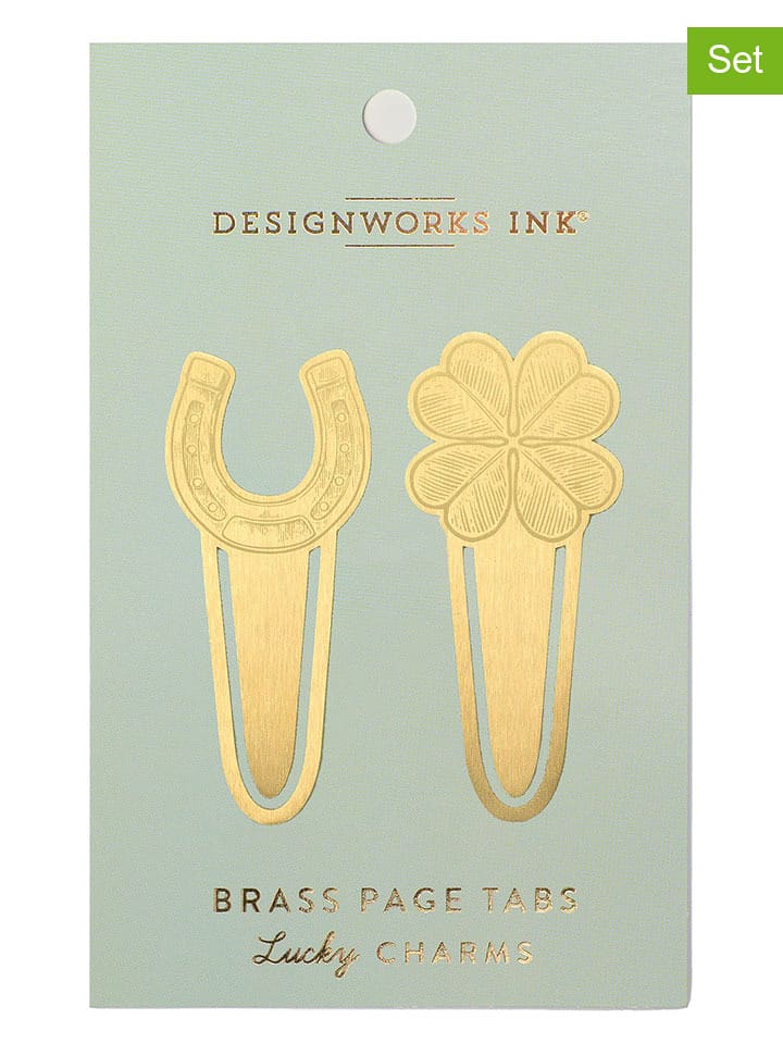 DESIGNWORKS INK ® Zakładki (2 szt.) "Lucky Charms" w kolorze złotym - dł. 13 cm rozmiar: onesize