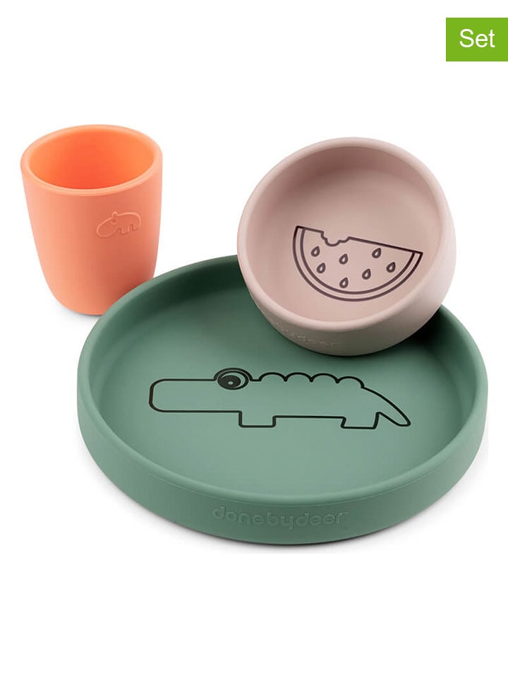 done by deer 3-częściowy zestaw "Croco" w kolorze pomarańczowo-jasnoróżowo-zielonym rozmiar: onesize