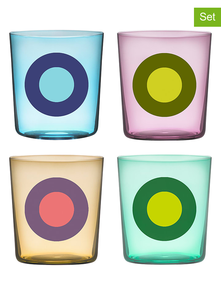 Remember Szklanki (4 szt.) "Dots" w różnych kolorach - 300 ml rozmiar: onesize