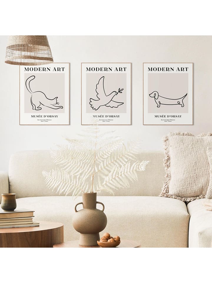 Orangewallz Druki artystyczne (3 szt.) "Modern Art Animal" w ramce rozmiar: 40x50 cm