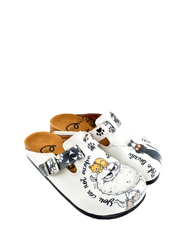 Calceo Chodaki w kolorze białym ze wzorem rozmiar: 38