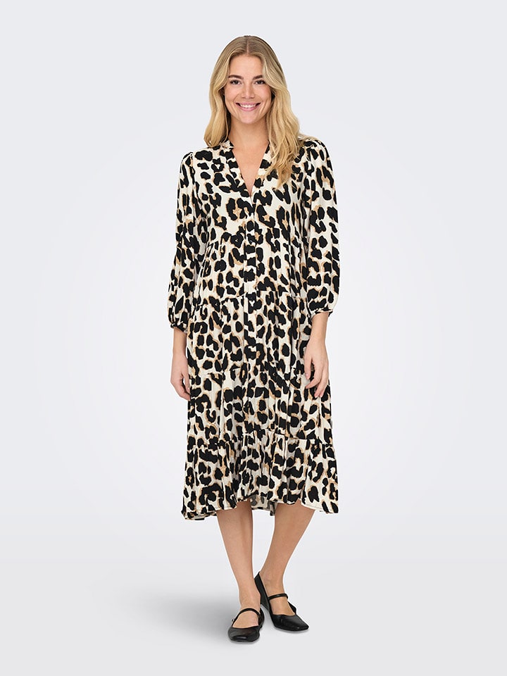 ONLY Sukienka w kolorze kremowo-czarno-jasnobrązowym rozmiar: M