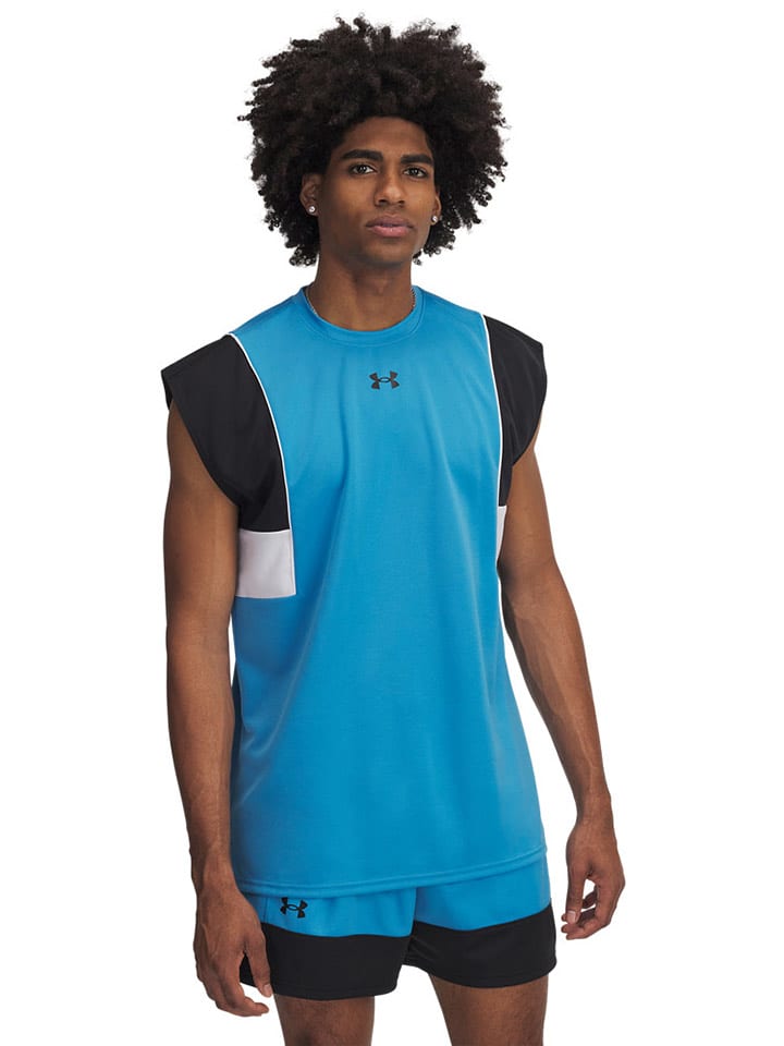 Under Armour Top sportowy w kolorze błękitno-biało-czarnym rozmiar: L