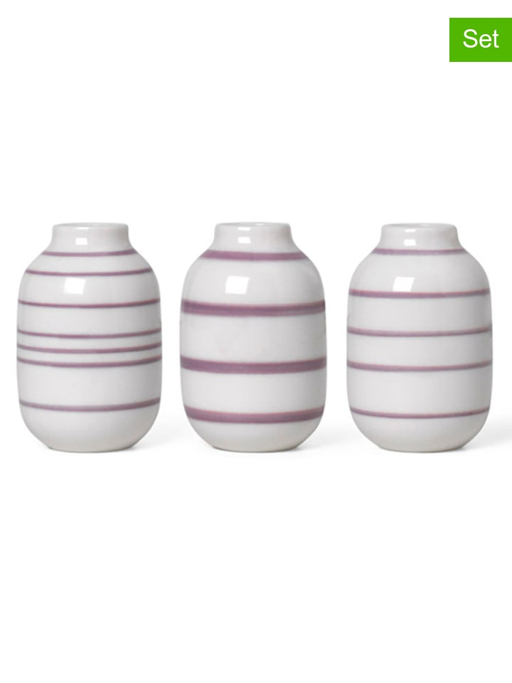 Kähler Wazony (3 szt.) "Omaggio" w kolorze fioletowo-białym - wys. 8 cm rozmiar: onesize