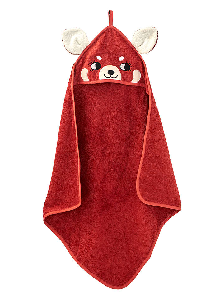 roommate Ręcznik "Red Panda" w kolorze czerwonym z kapturem - 75 x 75 cm rozmiar: onesize