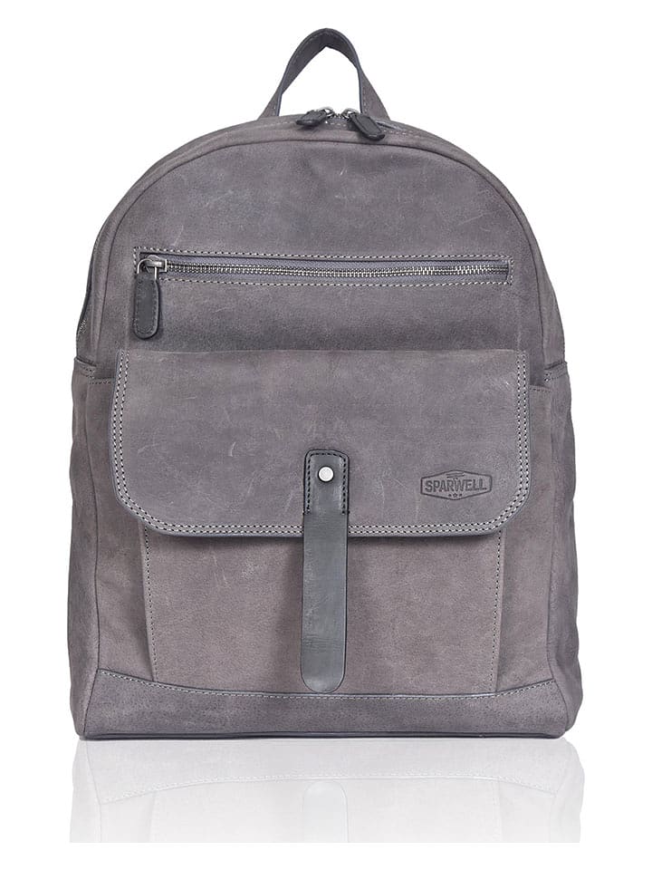 SPARWELL Skórzany plecak "Aaron" w kolorze szarym - 31 x 40,5 x 11 cm rozmiar: onesize