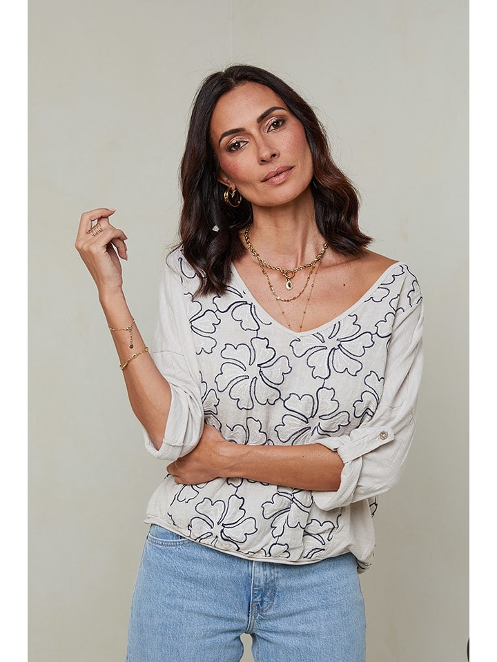 Le Monde du Lin Lniana bluzka w kolorze kremowym rozmiar: 40/42