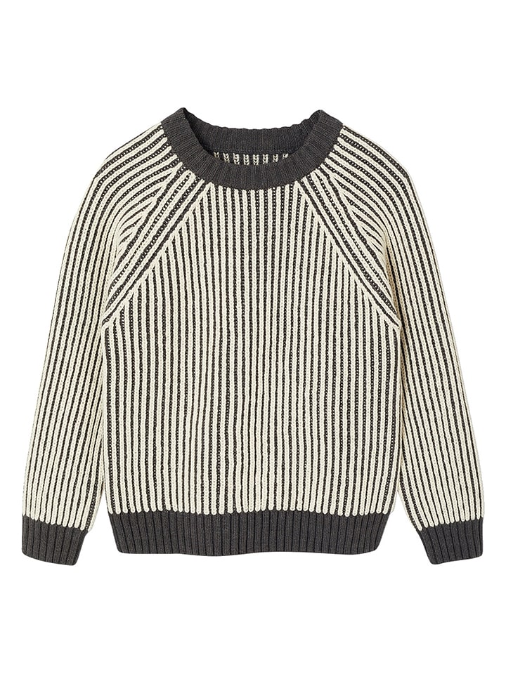 vertbaudet Sweter w kolorze antracytowo-białym rozmiar: 128