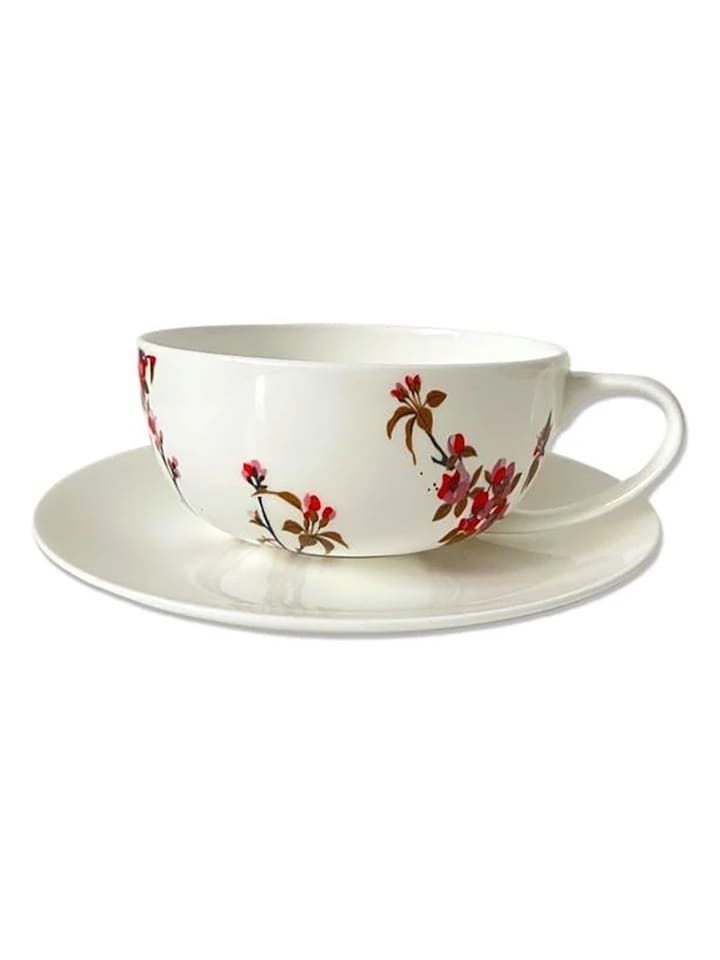 ppd Kubek jumbo "Fiori Rossi" w kolorze białym ze wzorem - 350 ml rozmiar: onesize