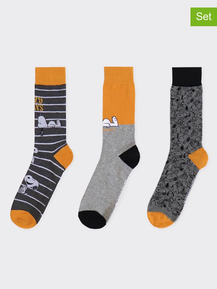 admas Skarpety (3 pary) w kolorze żółto-szarym rozmiar: onesize