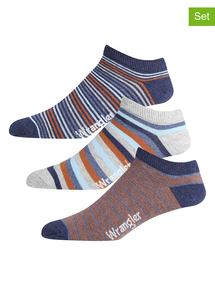 Wrangler Skarpety sportowe (3 pary) "Darroch" w kolorze jasnobrązowo-granatowym rozmiar: 38-42