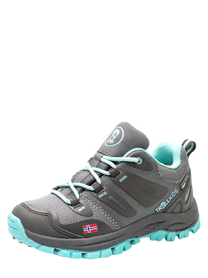 Trollkids Buty trekkingowe "Rondane Hiker Low" w kolorze szaro-turkusowym rozmiar: 33
