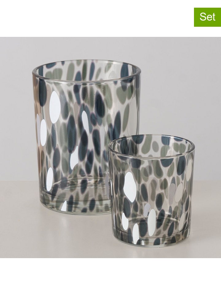 Boltze Świeczniki (2 szt.) "Dotty" w kolorze biało-zielonym rozmiar: onesize