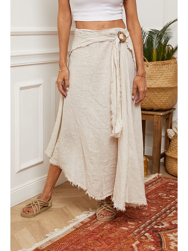 Fleur de Lin Lniana spódnica "Luberon" w kolorze beżowym rozmiar: L