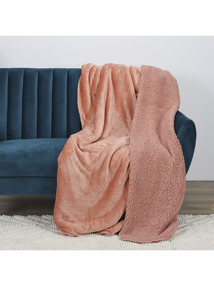 Ethnical Life Flanelowy pled w kolorze jasnoróżowym - 200 x 140 cm rozmiar: onesize