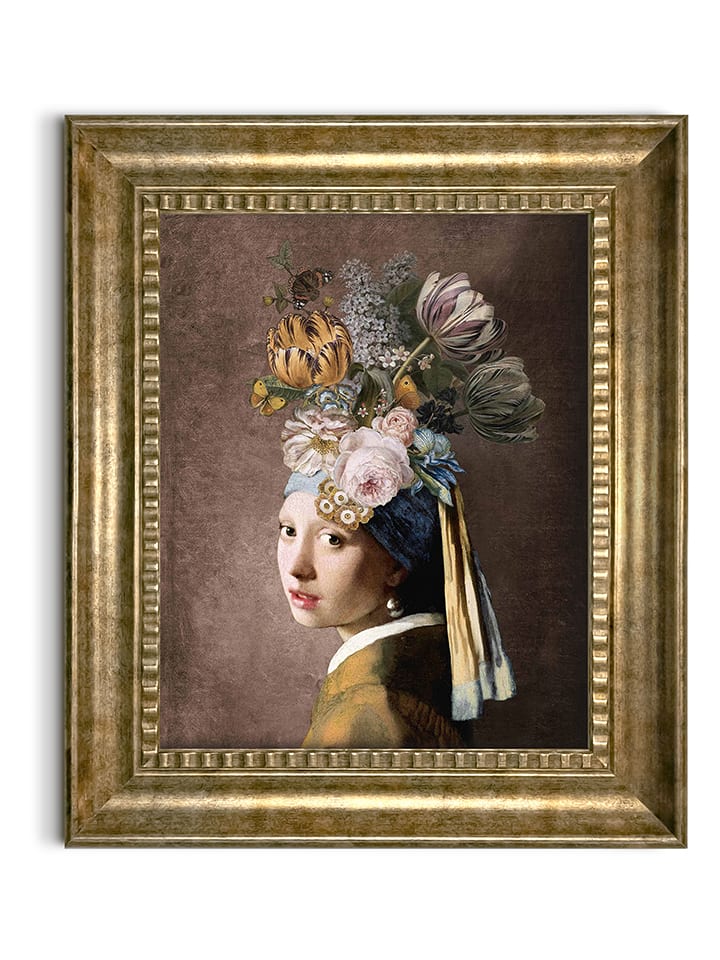 Orangewallz Druk artystyczny "Pearl and Flowers" w ramce rozmiar: 40x50 cm