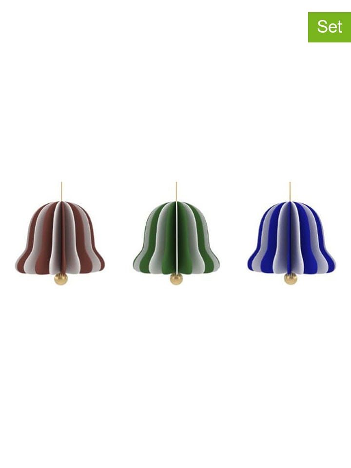OYOY living design Ozdoby choinkowe (3 szt.) w kolorze jasnobrązowo-zielono-niebieskim rozmiar: onesize