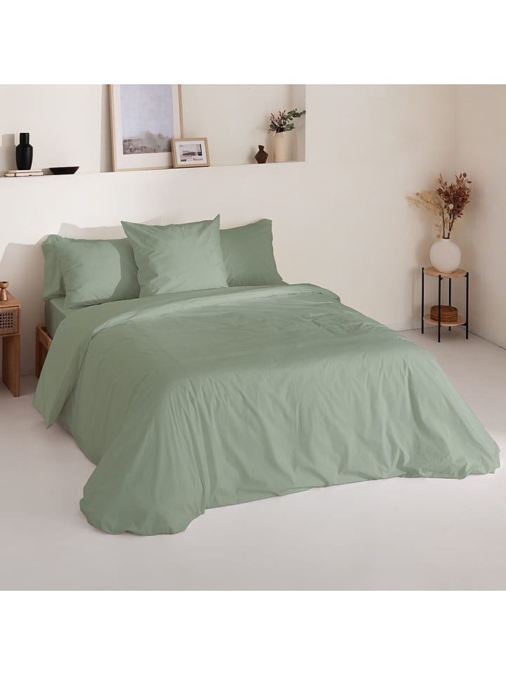 ethere Perkalowa poszwa w kolorze zielonym na kołdrę rozmiar: 260x240 cm