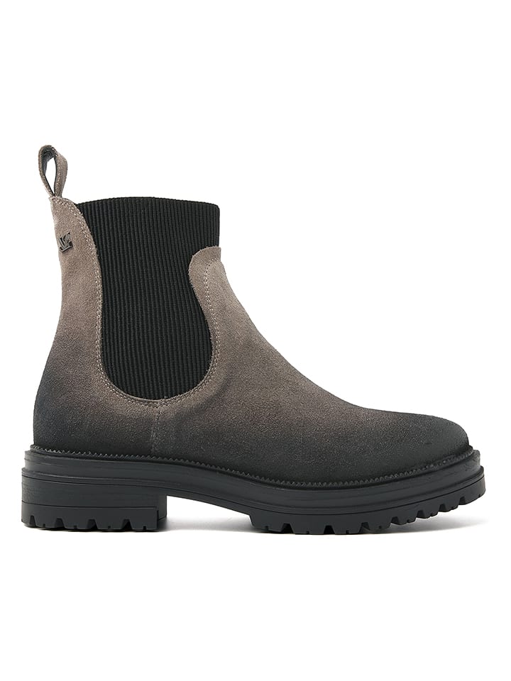 Lazamani Skórzane sztyblety w kolorze antracytowo-beżowym rozmiar: 41