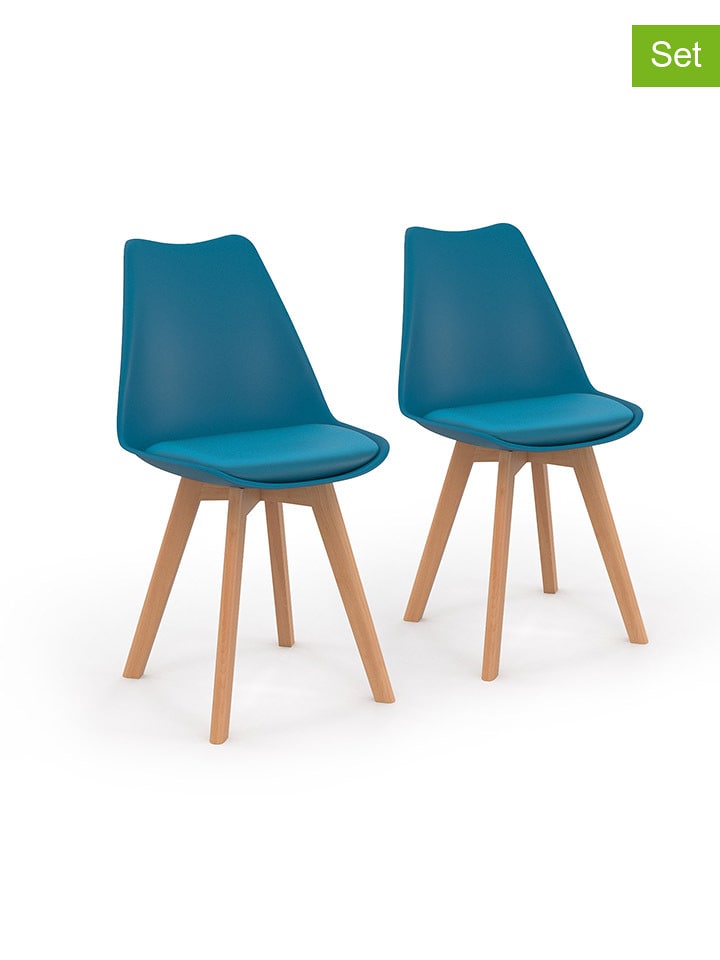IDOMYA Factory Krzesła (2 szt.) "Nordia" w kolorze niebieskim do jadalni - 46 x 79,5 x 51 cm rozmiar: onesize