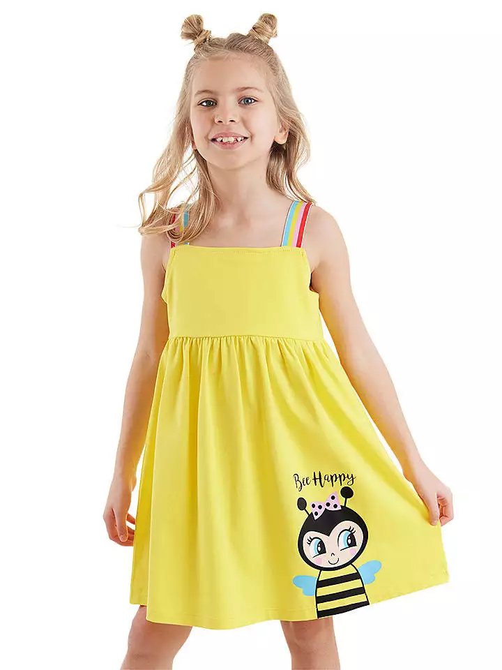 Denokids Sukienka "Bee Happy" w kolorze żółtym rozmiar: 122
