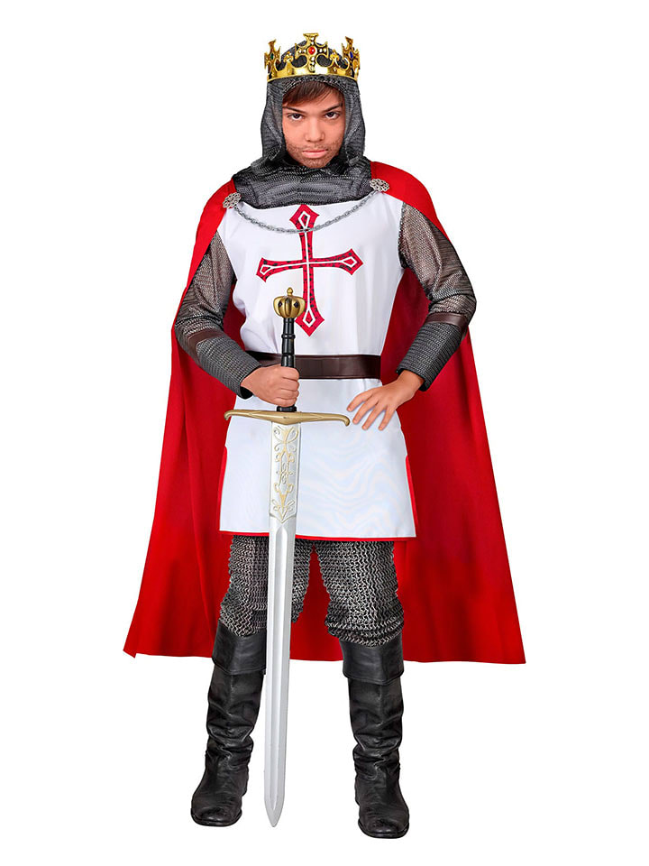 Carnival Party 3-częściowy kostium "Knight Templar" w kolorze biało-czerwono-szarym rozmiar: 128