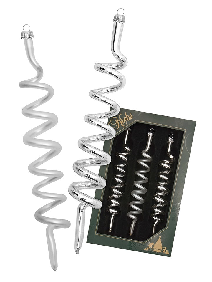 Krebs Glas Lauscha Ozdoby choinkowe (3 szt.) w kolorze srebrnym - wys. 14 cm rozmiar: onesize