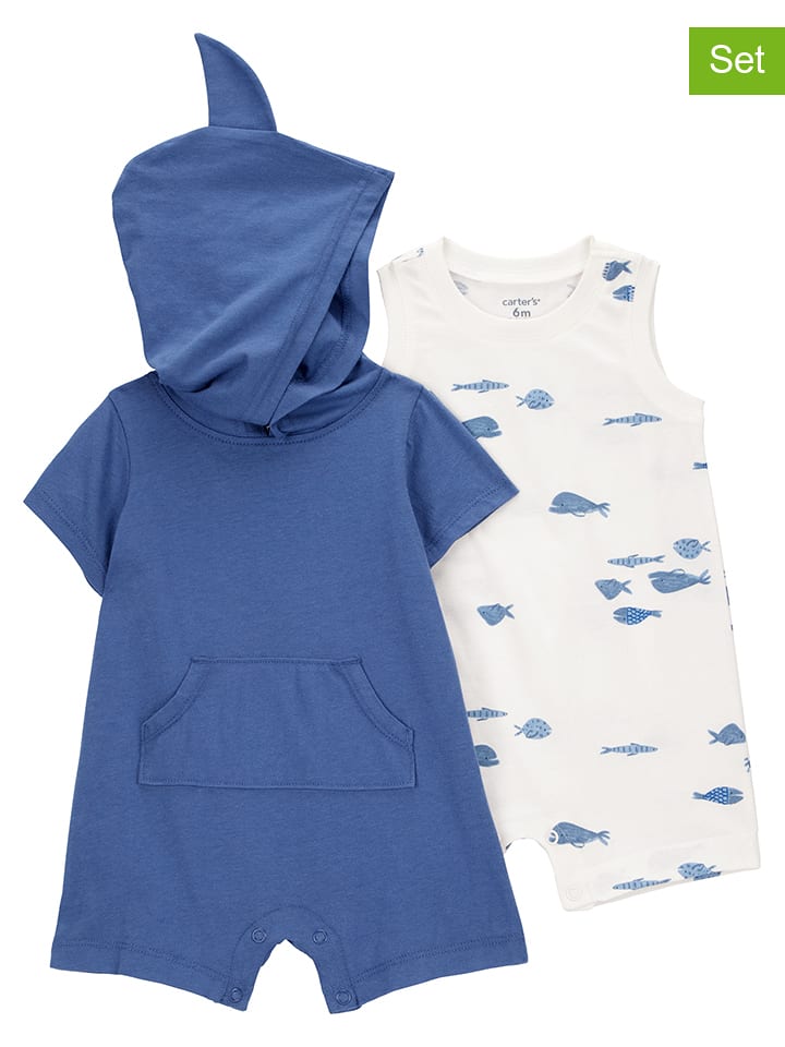 carter's Rampersy (2 szt.) w kolorze biało-niebieskim rozmiar: 86