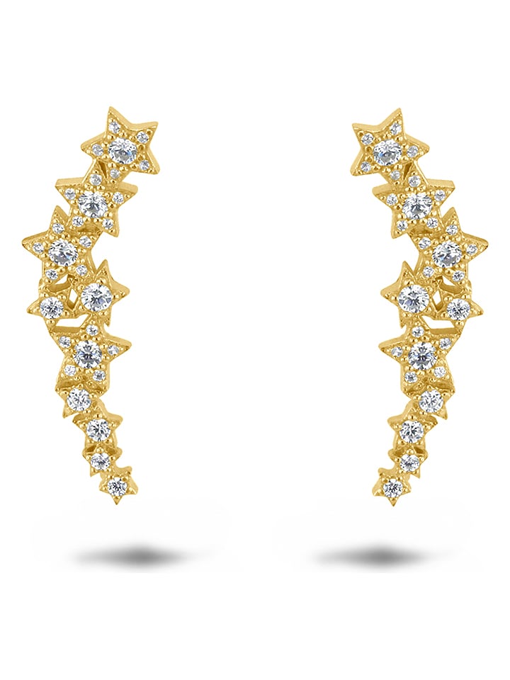 DI GIORGIO Pozłacane kolczyki-wkrętki z cyrkoniami rozmiar: onesize