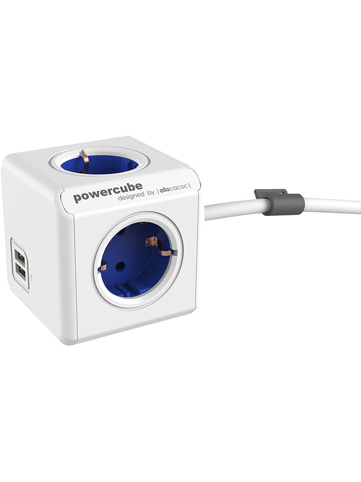 Designnest Kostka gniazdowa "Power Cube Extended USB" w kolorze biało-niebieskim rozmiar: onesize