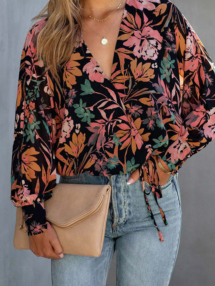 Milan Kiss Bluzka w kolorze czarnym ze wzorem rozmiar: S