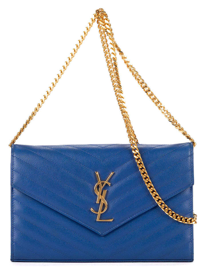 Yves Saint Laurent Skórzana torebka w kolorze niebieskim - 22 x 14 x 3 cm rozmiar: onesize