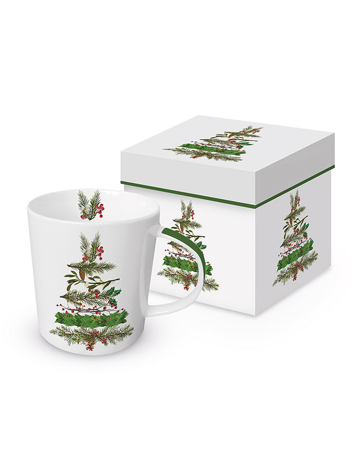ppd Kubek jumbo "Christmas Arbor" w kolorze biało-zielonym - 350 ml rozmiar: onesize