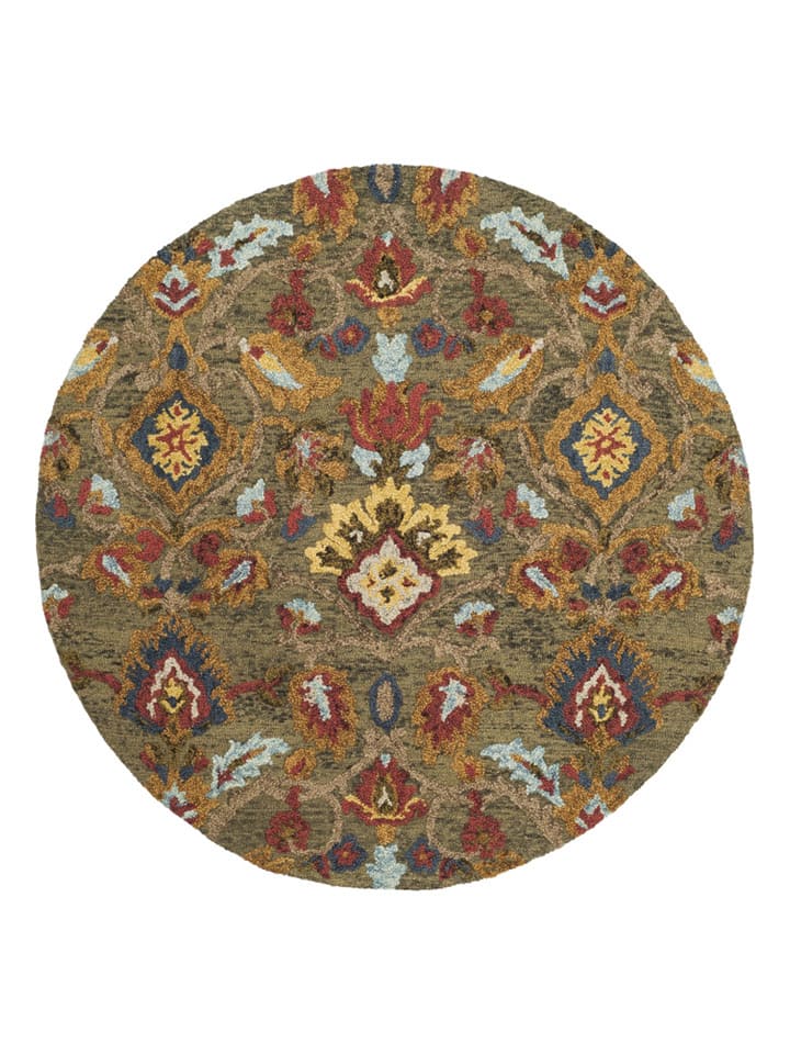 Safavieh Wełniany dywan "Blossom" w kolorze khaki ze wzorem rozmiar: 122x122 cm