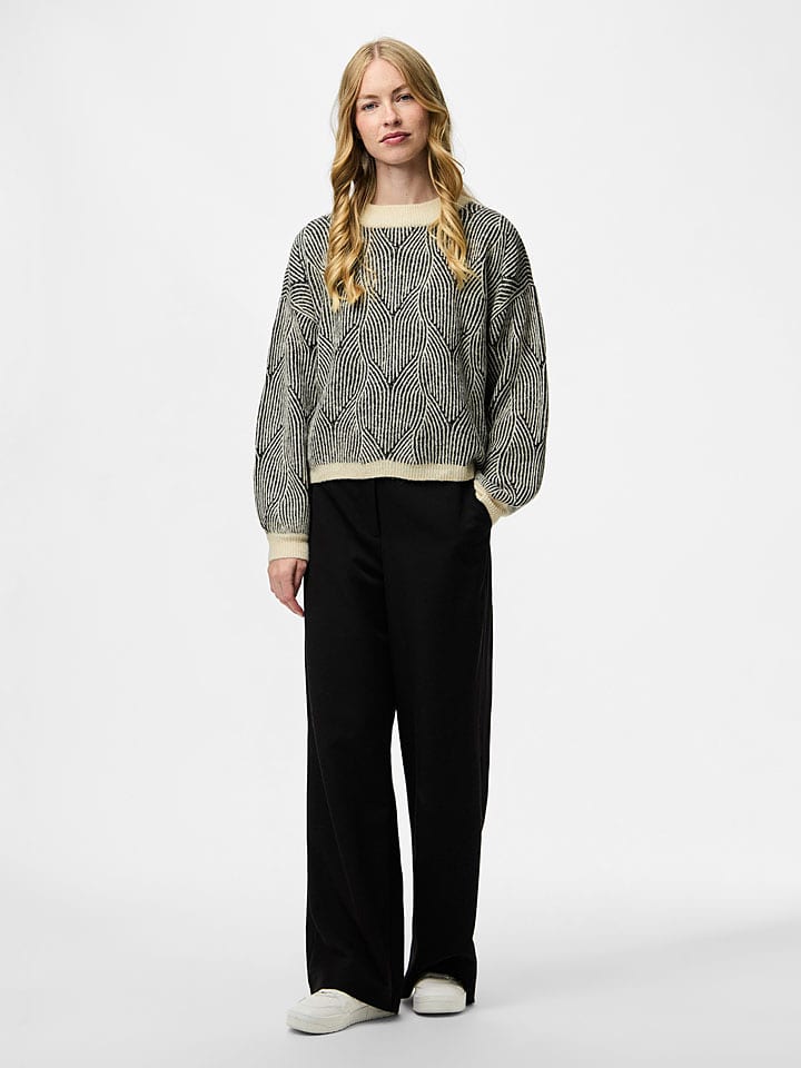 Pieces Sweter "Pcjenna" w kolorze czarno-beżowym rozmiar: M