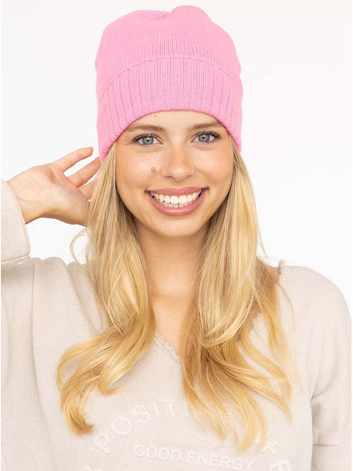 Zwillingsherz Kaszmirowa czapka w kolorze jasnoróżowym rozmiar: onesize