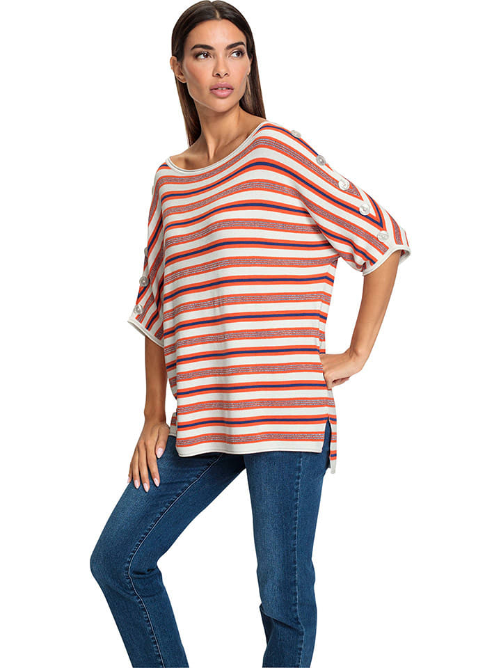 Heine Sweter w kolorze biało-pomarańczowym rozmiar: 40/42