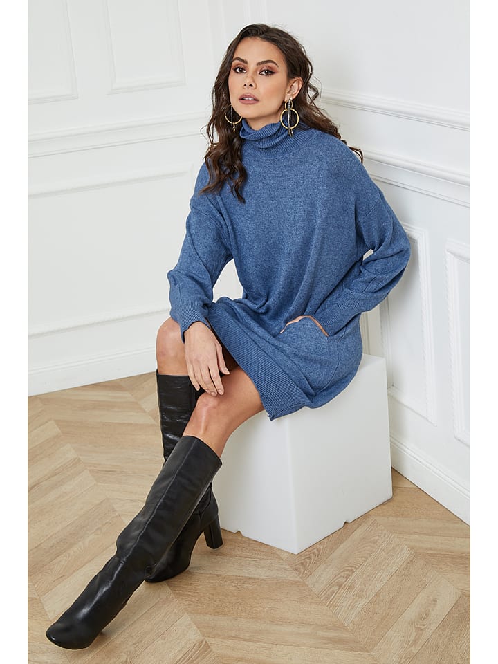 Joséfine Sukienka dzianinowa "Warren" w kolorze niebieskim rozmiar: M