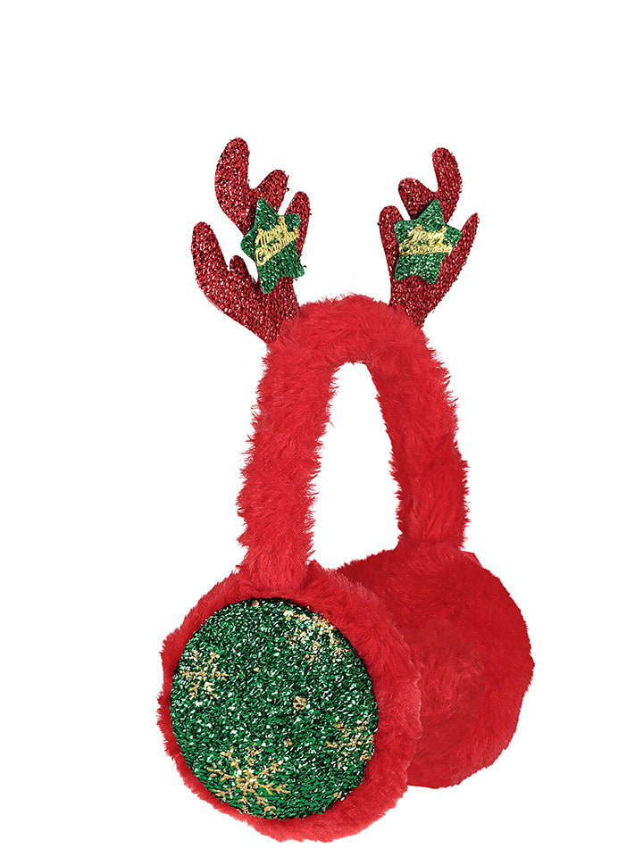 Sublevel Pluszowe nauszniki w kolorze czerwono-zielonym rozmiar: onesize